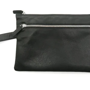Pochette da polso uomo in pelle nera