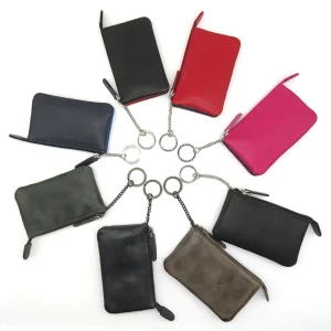 Portachiavi a bustina in pelle con gancio