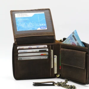 Portafoglio Biker con catena in Bufalo Hunter da uomo, protezione RFID