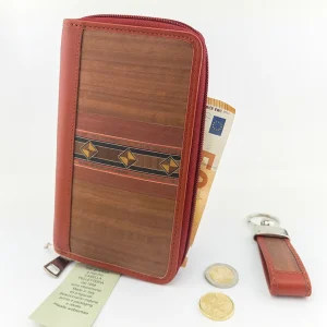 Set Portafoglio in Legno con portachiavi fatti a mano
