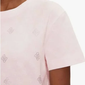 T-shirt logo micro e strass