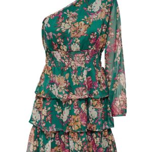 Abito monospalla fantasia floreale